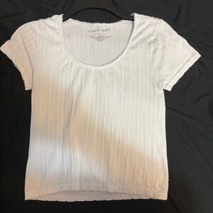 White Ribbed Short Sleeve Junior Girls Top